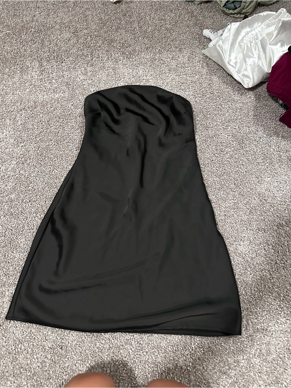 Princess Polly Black Satin Strapless Mini Dress